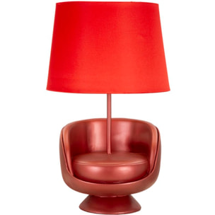 LAMPADA DA COMODINO MIDCENTURY ROSSA CM Ø 26X43