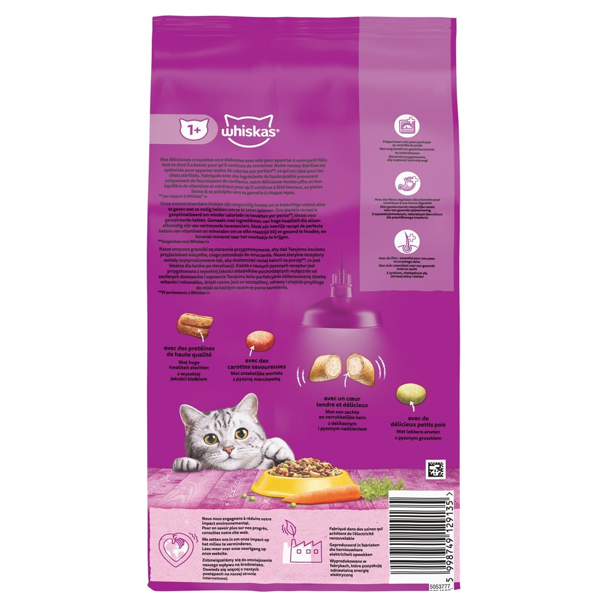 WHISKAS Croquettes au poulet pour chat adulte stérilisé 6x1,75kg