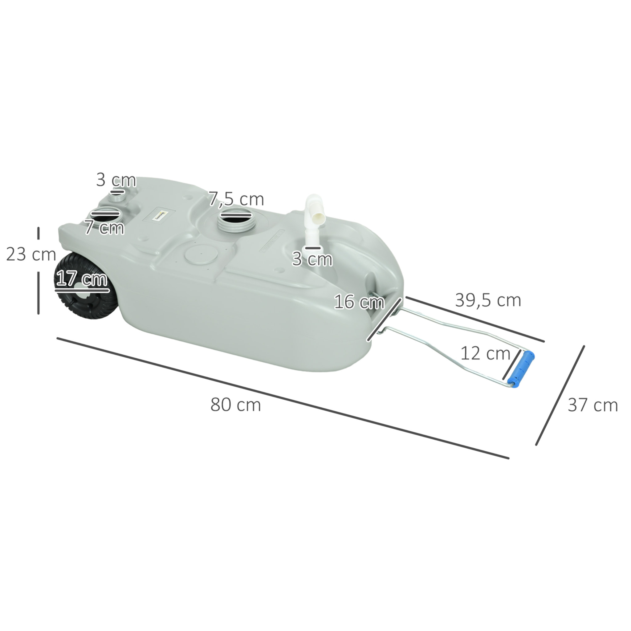 Contenedor de Agua 40 L con Ruedas Tanque de Agua Portátil con Manija Metálica y Grifo para Caravanas Autocaravanas Camping al Aire Libre
