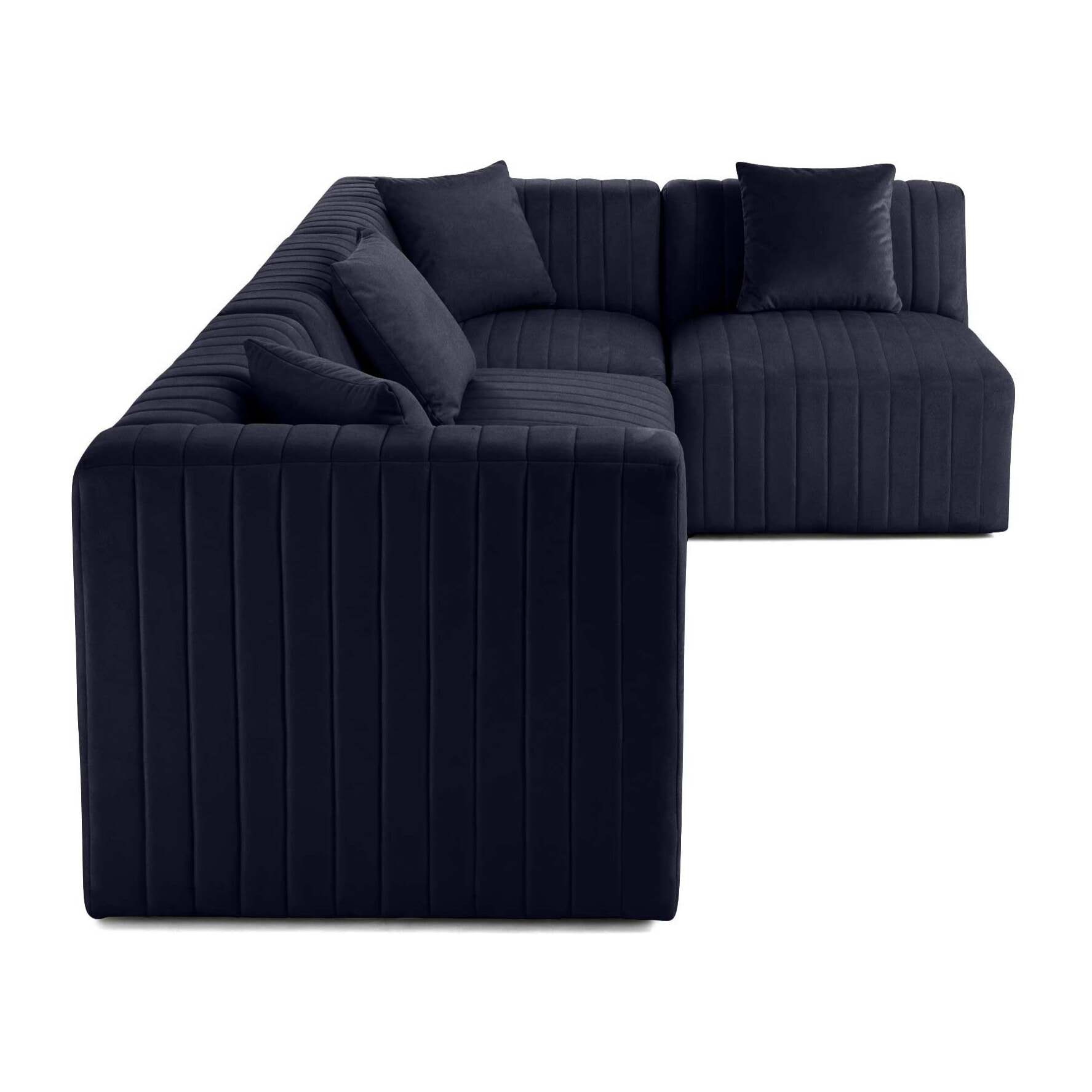 Nova - canapé modulable d'angle droit - 5 places - en velours - Bleu marine