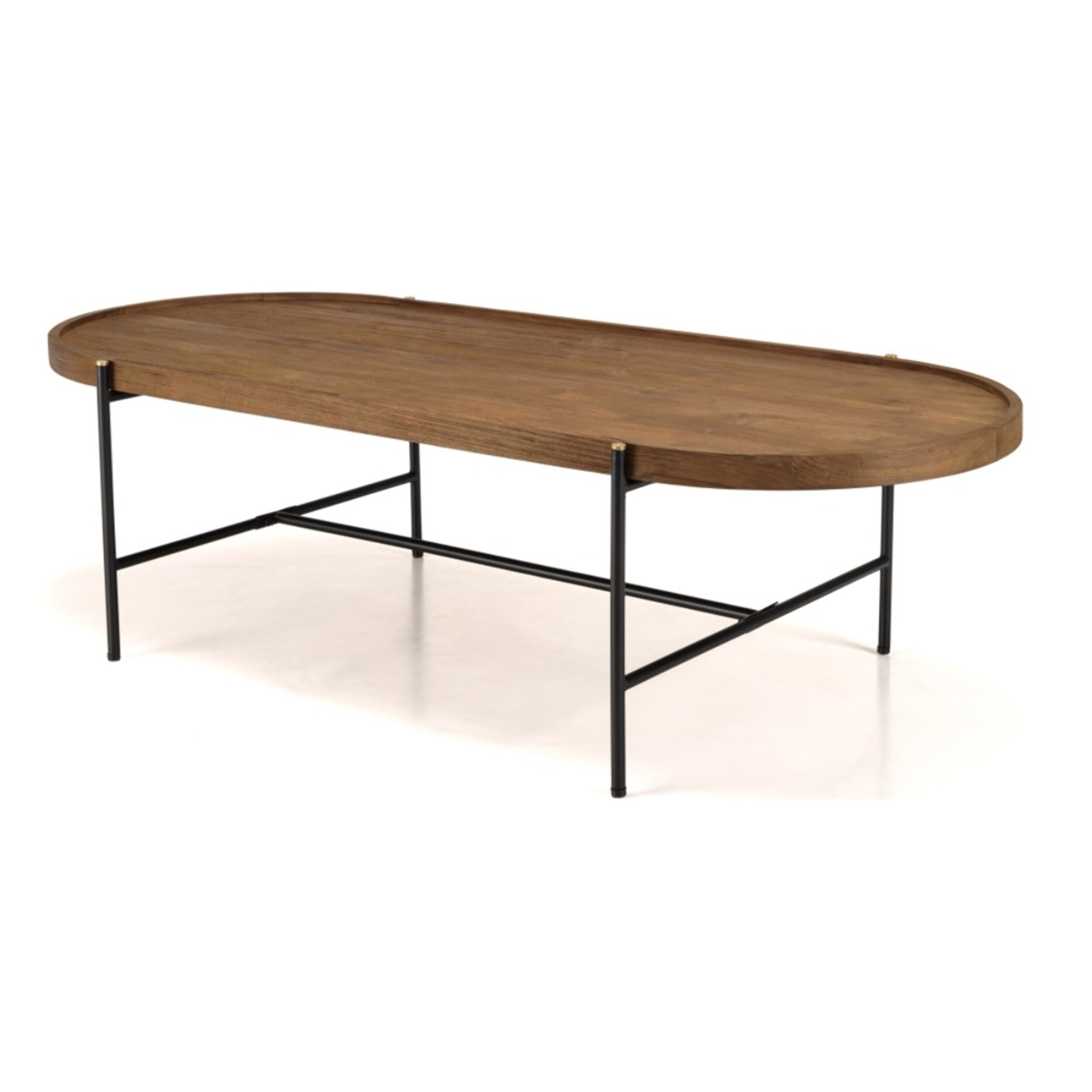 SIXTINE - Table basse ovale 140x63cm plateau en bois de teck recyclé