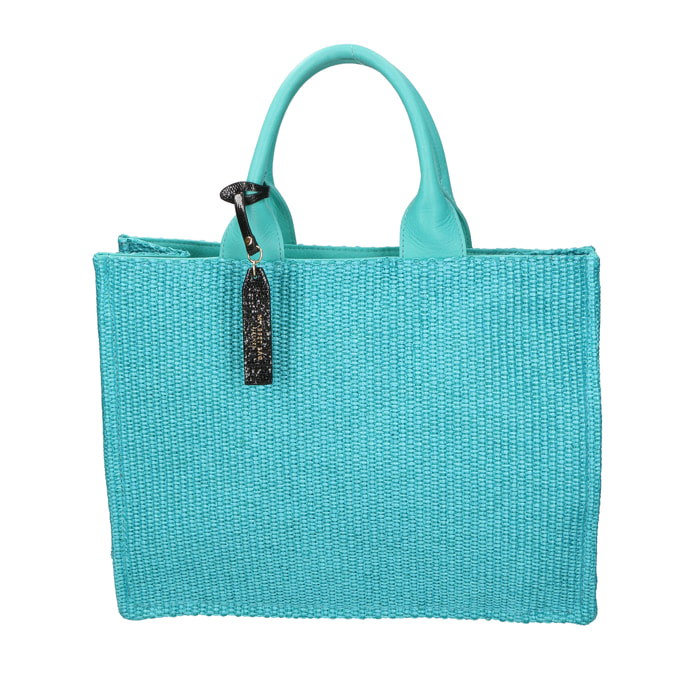 Borsa a mano  da donna Misto pelle e tessuto Made in Italy 31x41,5x15,5 cm