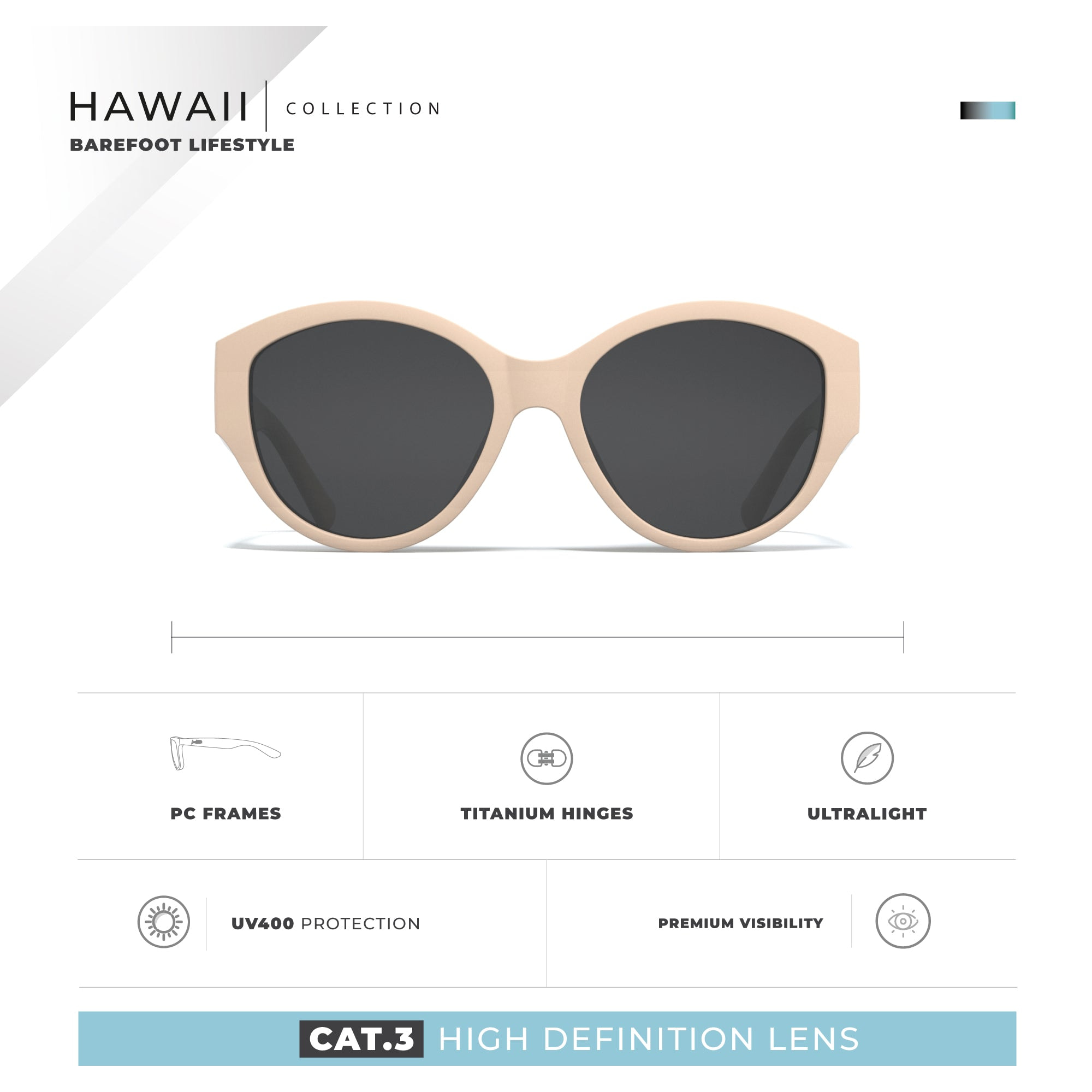 Gafas de Sol Hawaii Blanco Hanukeii para hombre y mujer