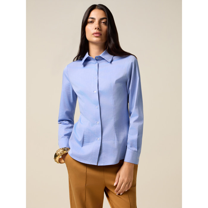 Oltre - Camicia in popeline 100% cotone - Azzurro