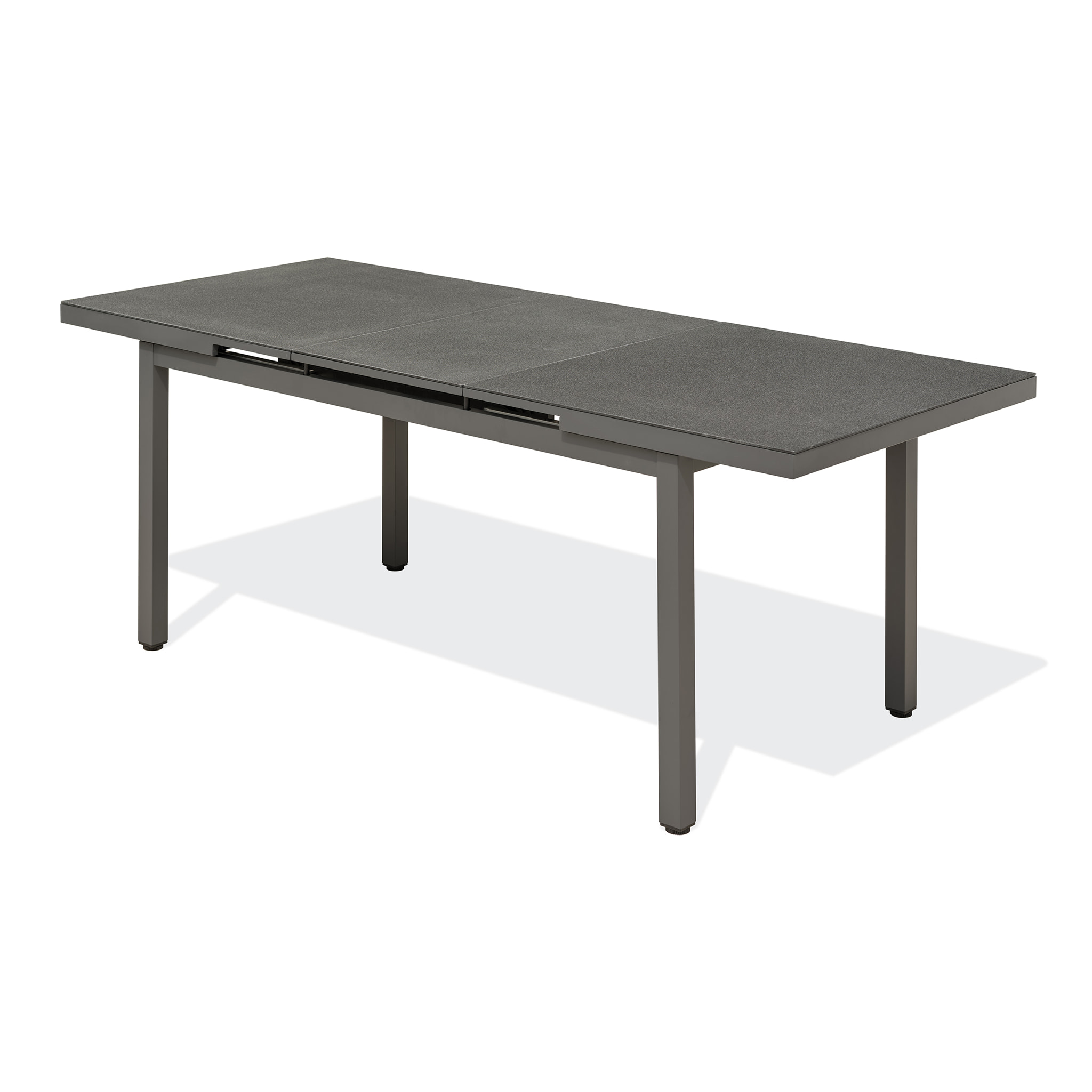 DANIA - Table en alu et spraystone avec rallonge automatique grise anthracite