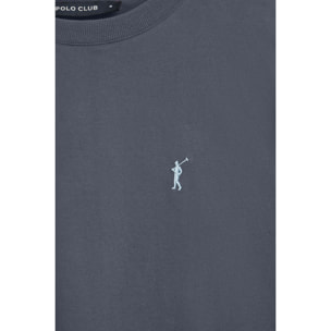 Pack uomo con tre magliette in nero, blu denim e bianco a girocollo e ricamo Rigby Go ricamato