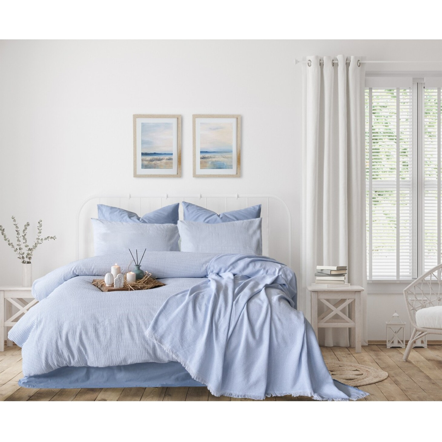 Parure housse de couette et taie(s) oreiller 100% Coton gauffre