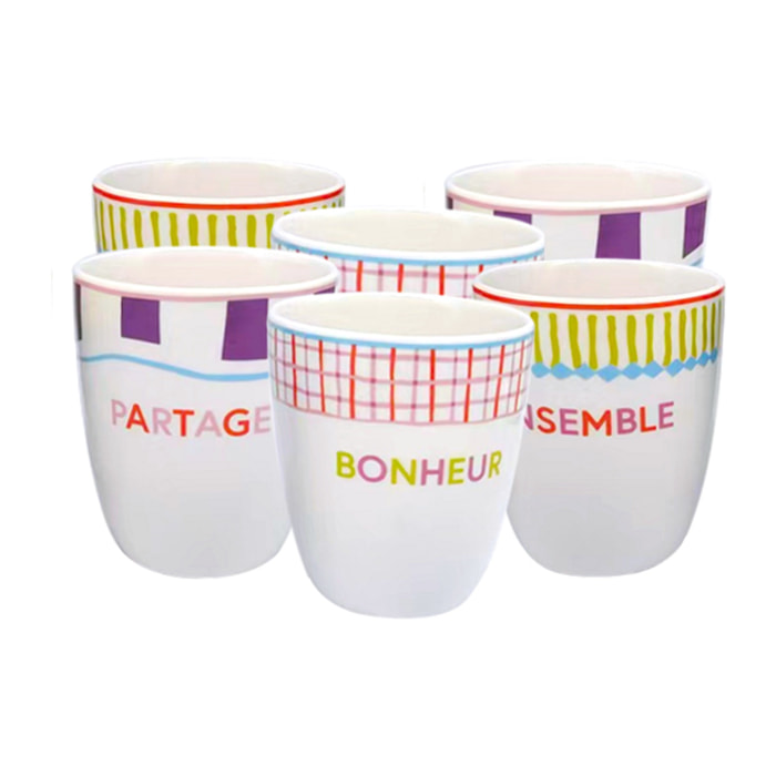 Lot de 6 gobelets, RELAX SUNSET