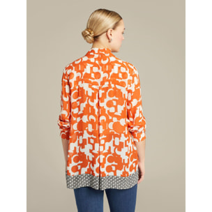 Elena Mirò - Camisa de raso estampado - Naranja sol