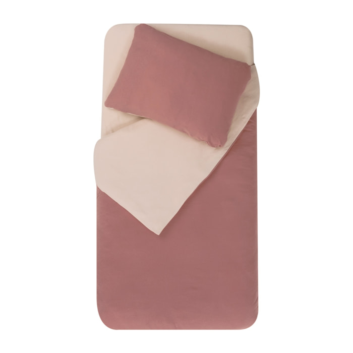 Parure de couette bicolore pour enfant - Vieux rose