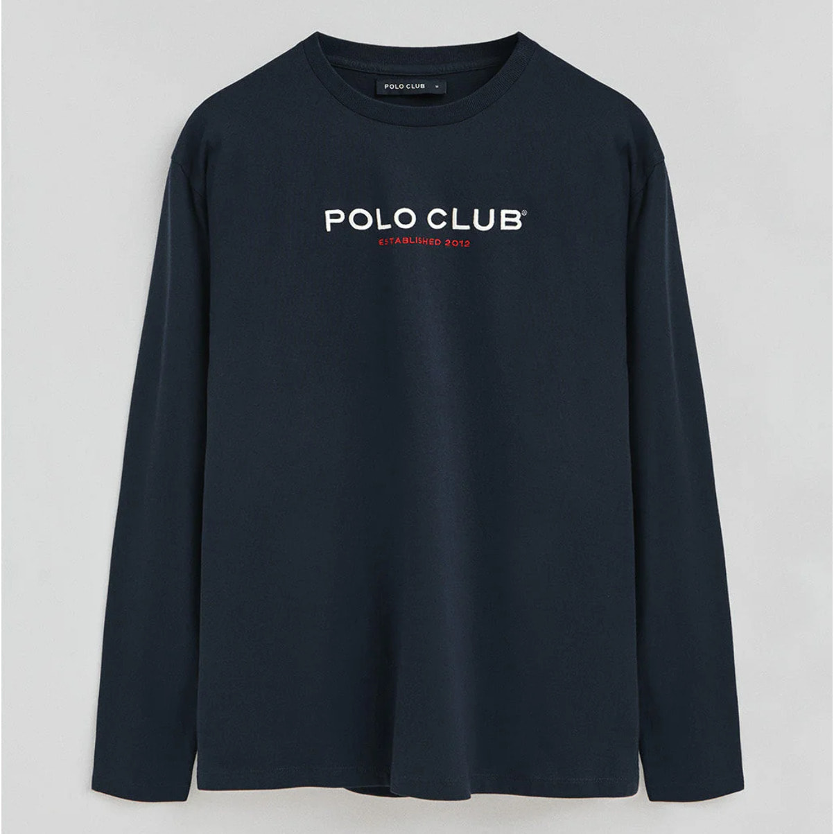 Maglietta blu marino a maniche lunghe con logo Established 2012 Polo Club