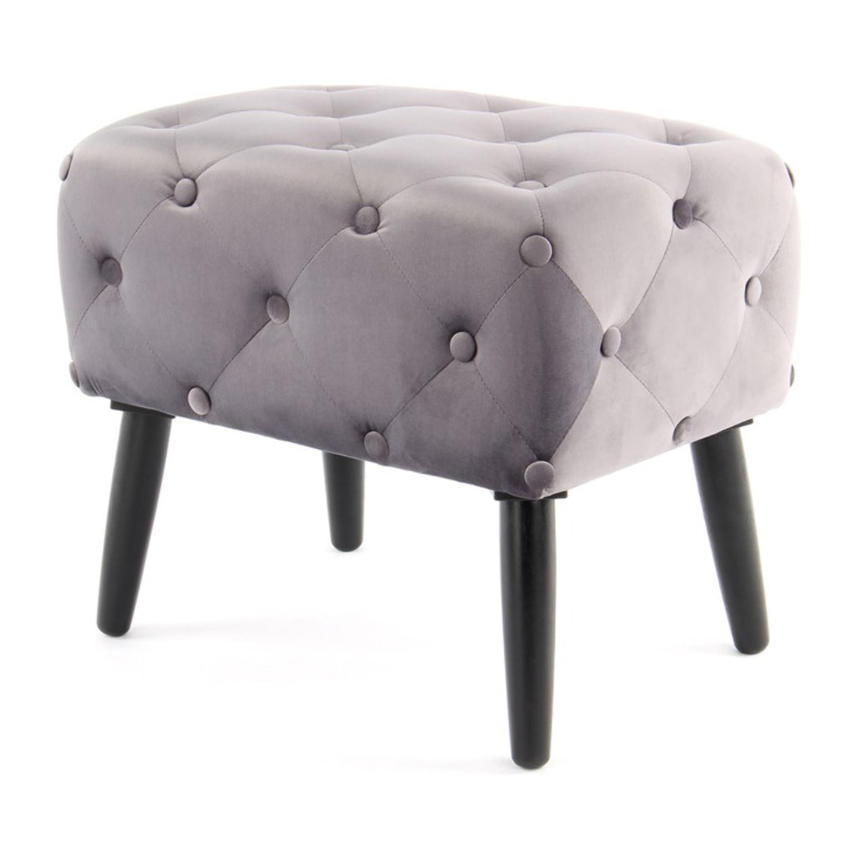 Pouf contenitore Piano in velluto rosa con bottoni decorativi