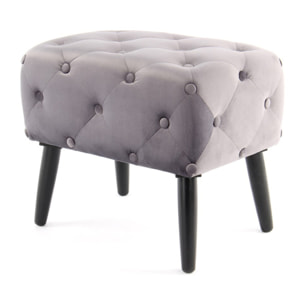 Pouf contenitore Piano in velluto rosa con bottoni decorativi