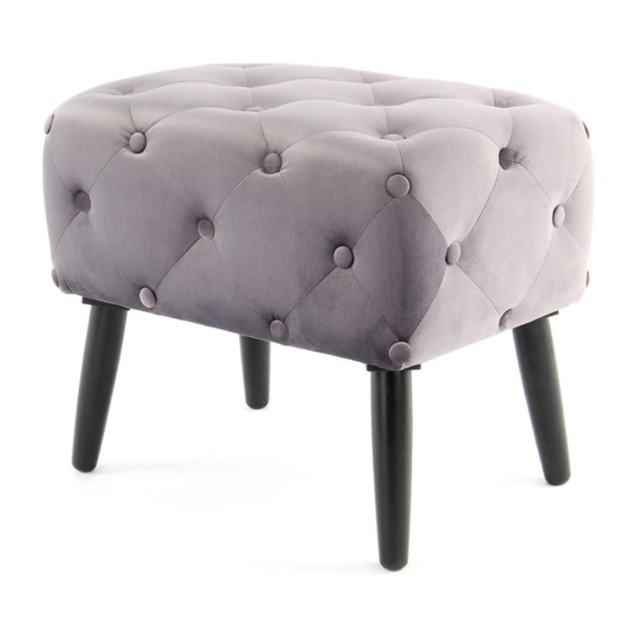 Pouf contenitore Piano in velluto rosa con bottoni decorativi