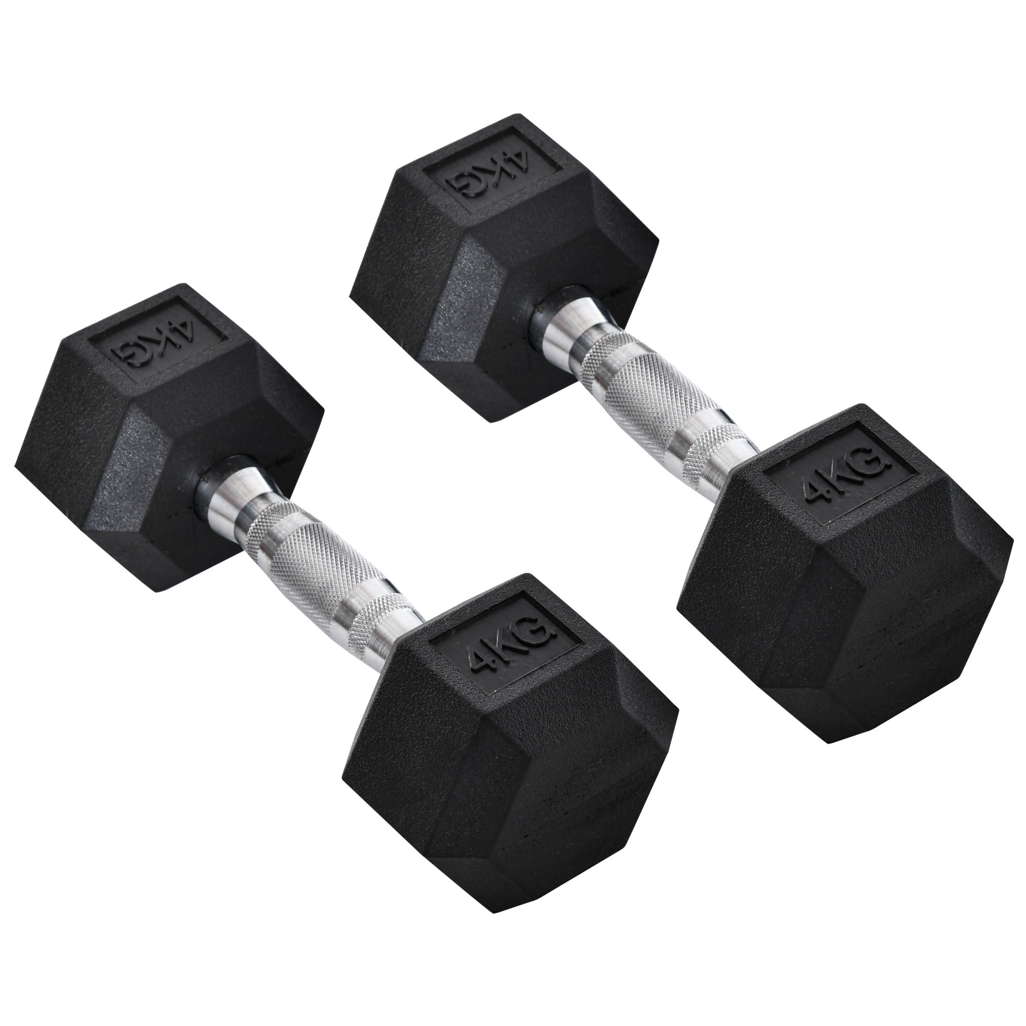 Juego de Mancuernas de 4kg con Barra de Conexión Metálica y Cabeza Hexagonal Juego de Pesas 8kg Total para Entrenamiento en Casa Gimnasio Oficina Negro y Plata