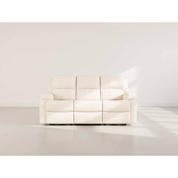 Armand - Canapé 3 places relax électrique en simili - Beige
