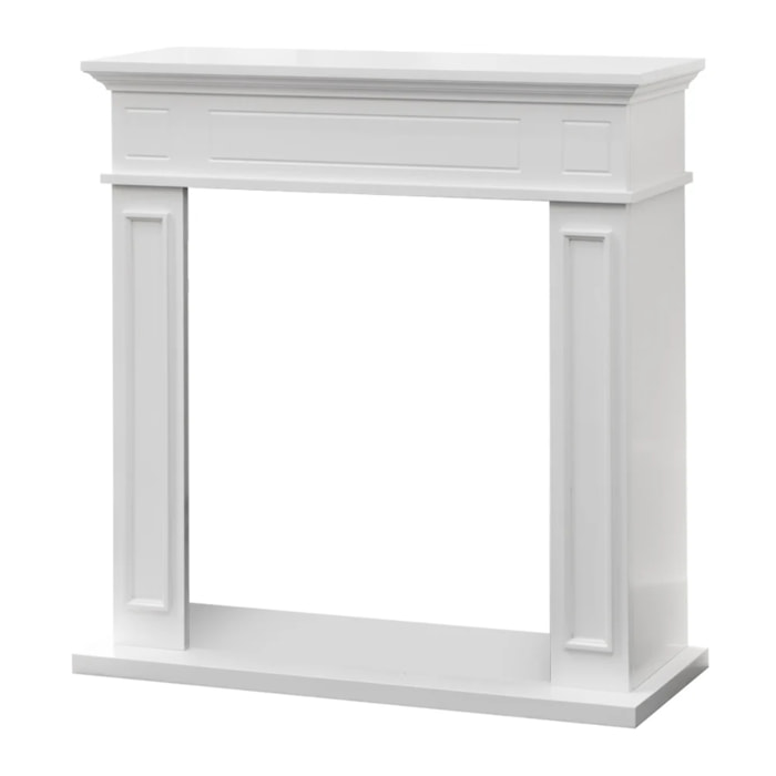 Jefferson - Cornice per Camino 89,5x90,5x28 cm Rivestimento Decorativo in Legno MDF Bianco