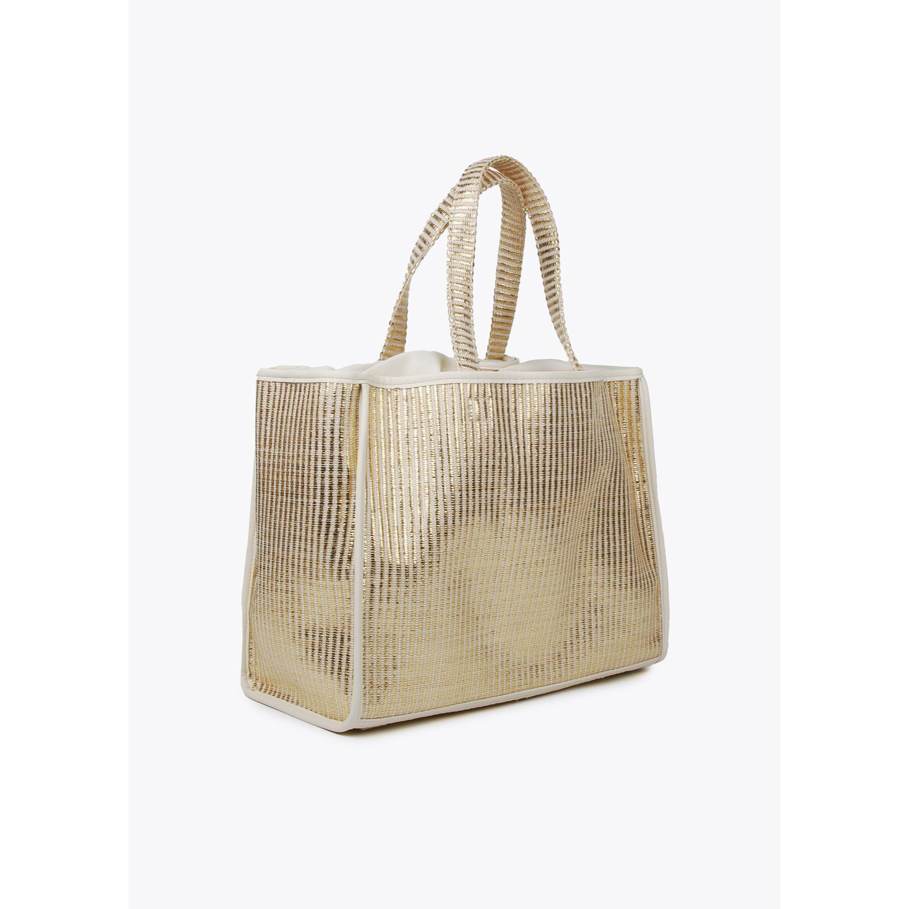 Borsa a cesta grande effetto rafia metallizzata