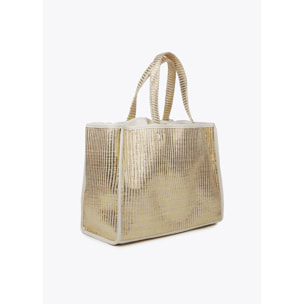 Borsa a cesta grande effetto rafia metallizzata