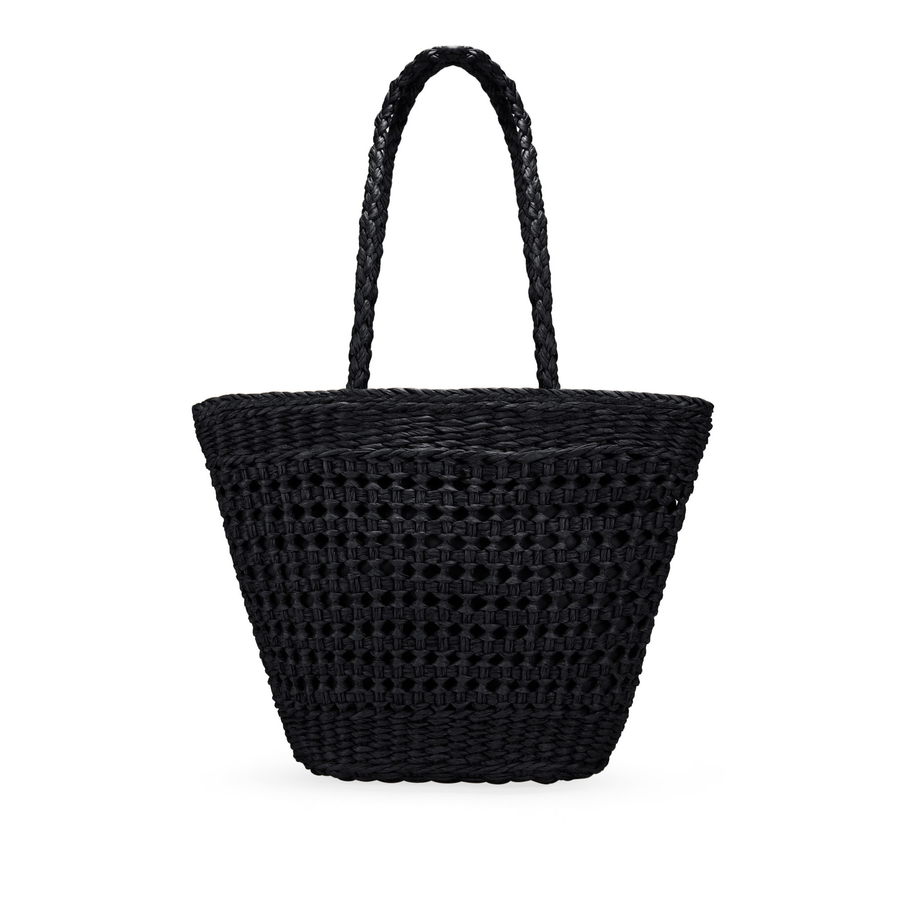 Bolso capazo negro de rafia trenzada