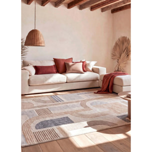 ASTRA Alfombra geométrica de pelo corto beige, varias medidas disponibles.