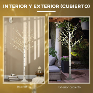 Árbol de Abedul Altura 180 cm con 96 Luces LED IP44 Blanco Cálido Ramas Flexibles y Base Lámpara de Árbol Decoración Navidad para Interiores 22x22x180 cm Blanco