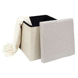 Coffre Pouf Pliable Tresse Gris