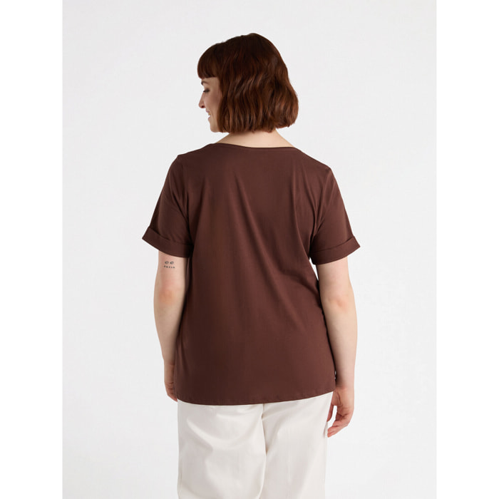 Fiorella Rubino - T-shirt con strass - Marrone