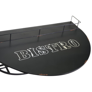 Tavolino in metallo da muro con mensola nero cm70x47h40