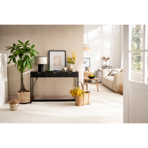 Console design avec rangements 3 tiroirs noire et métal L115 cm AVIDAN
