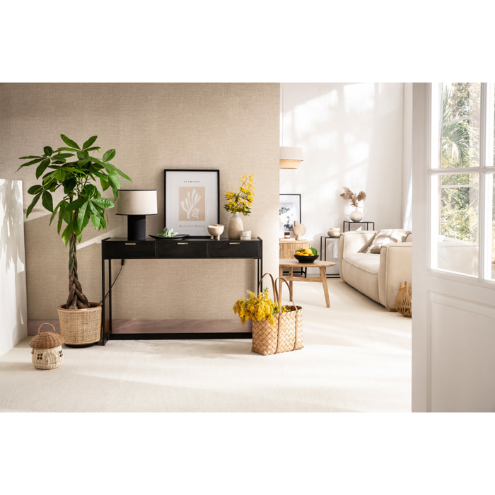 Console design avec rangements 3 tiroirs noire et métal L115 cm AVIDAN