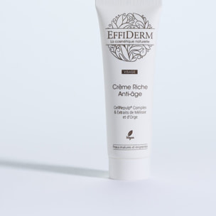 EFFIDERM - Crème Riche Anti-Âge - Formule à base de CellRepulp Complex - Beurre de Karité et Huile d'Amande douce - Peaux Matures - Tube 50 ml en plastique recyclé