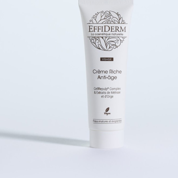 EFFIDERM - Crème Riche Anti-Âge - Formule à base de CellRepulp Complex - Beurre de Karité et Huile d'Amande douce - Peaux Matures - Tube 50 ml en plastique recyclé