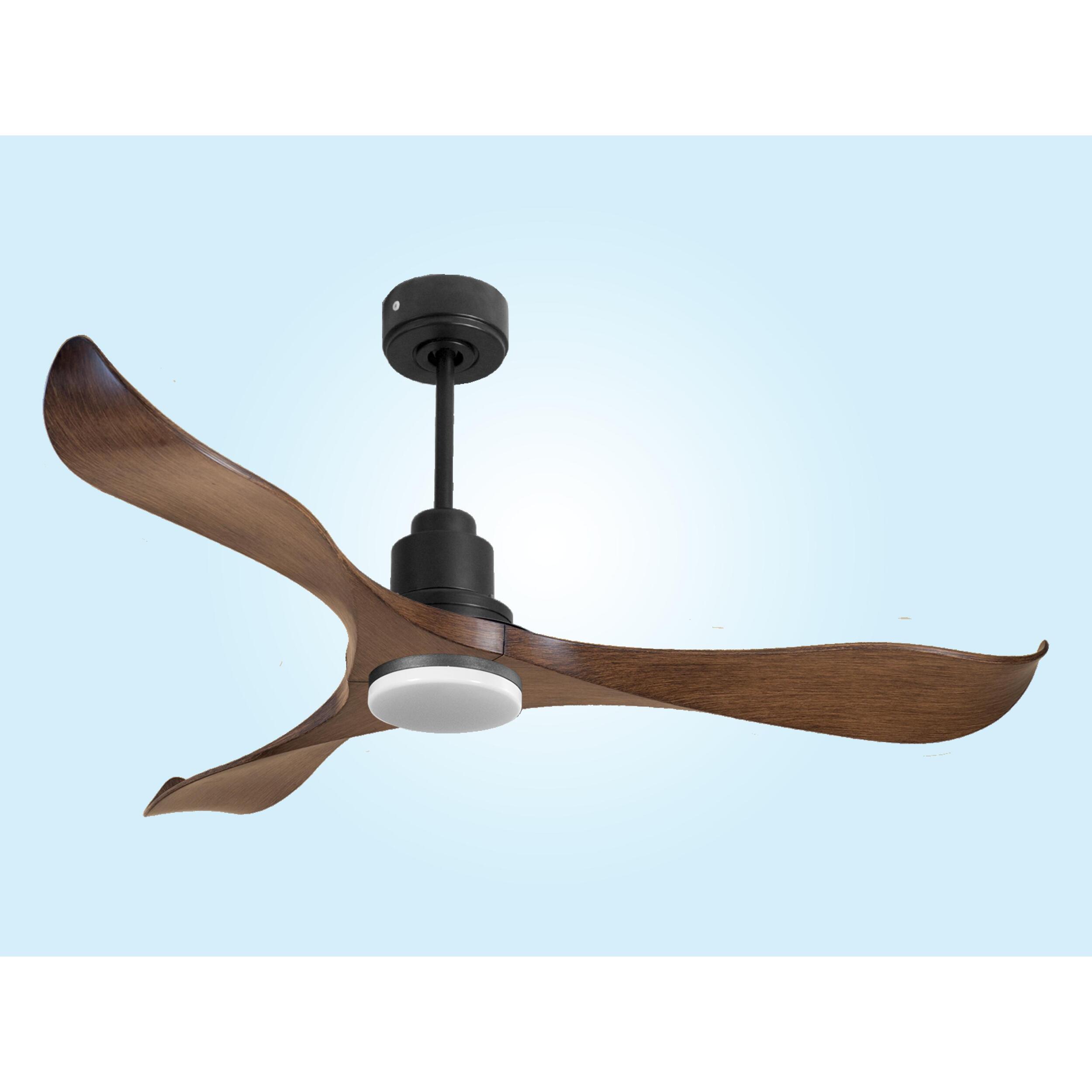Ventilateur de plafond Réversible  Thermostat Dimmable Wifi Moteur à courant continu Toits en pente Télécommande Lumière à trois tons Adaptateur 2/3 Lames