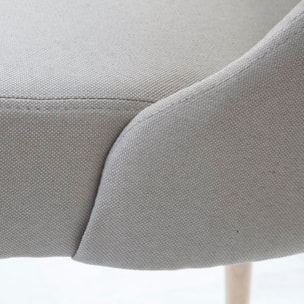 Pack de 6 chaises -bois massif d'hévéa, mousse pu et textile-couleur beige 52 x 96 x 59 cm
