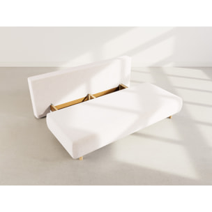 Sophie - Canapé droit 3 places convertible avec coffre en velours côtelé - Beige