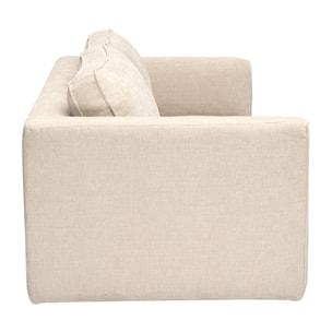 Canapé design en tissu effet velours texturé beige 3 places GRAMMY