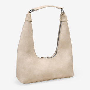 Bolso de hombro arena con cremallera