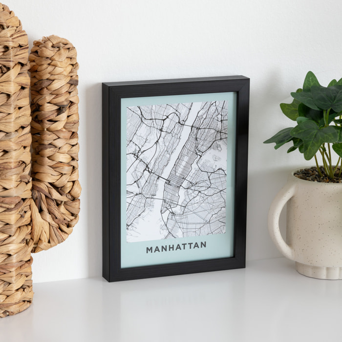Affiche encadrée "Manhattan" 18x24cm vert clair