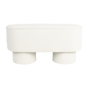 Marcos - Banc arrondie en tissu bouclette L93cm : Couleur - Blanc