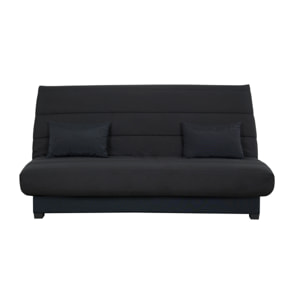 Canapé convertible Salma, matelas Simmons, 130 x 190 cm, 2 coussins offerts, noir