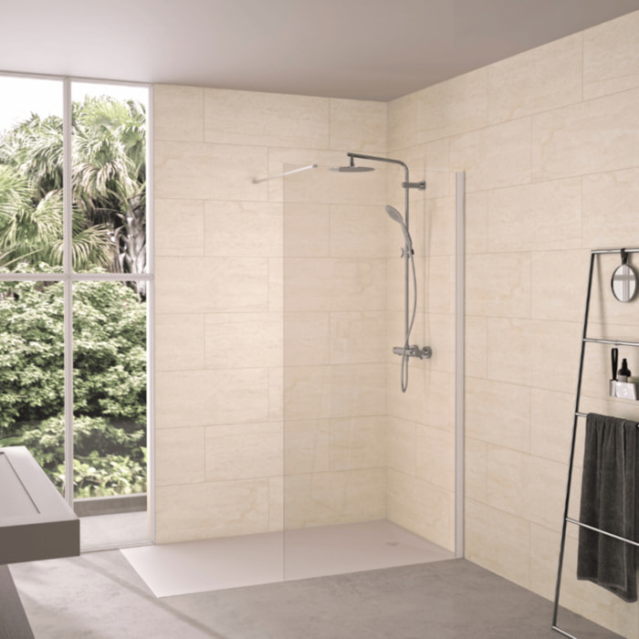 Paroi de douche transparent KINEDO Solo 6+ 70cm profilé Blanc grainé
