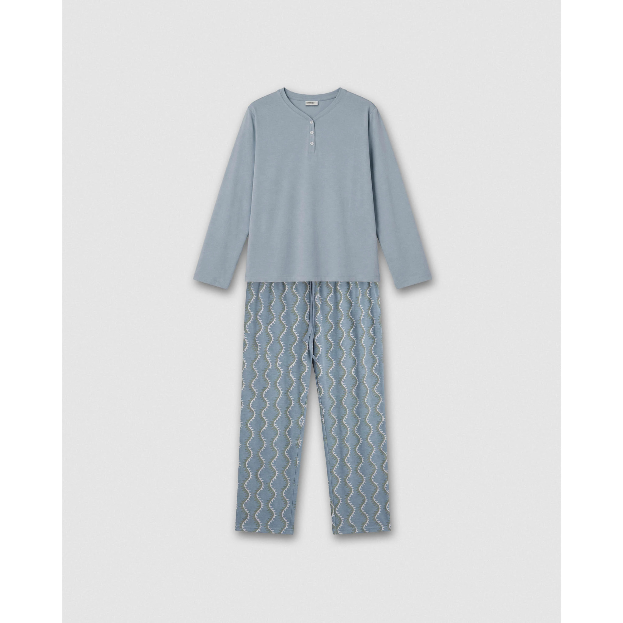 Pijama largo de algodón con escote pico abeni índigo