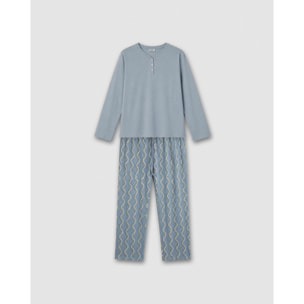 Pijama largo de algodón con escote pico abeni índigo