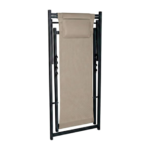 Mezzaluna - Set di 2 sdraio pieghevoli 59x97x104 cm da giardino in alluminio e textilene tortora
