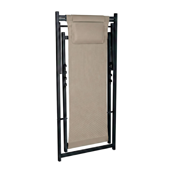 Mezzaluna - Set di 2 sdraio pieghevoli 59x97x104 cm da giardino in alluminio e textilene tortora