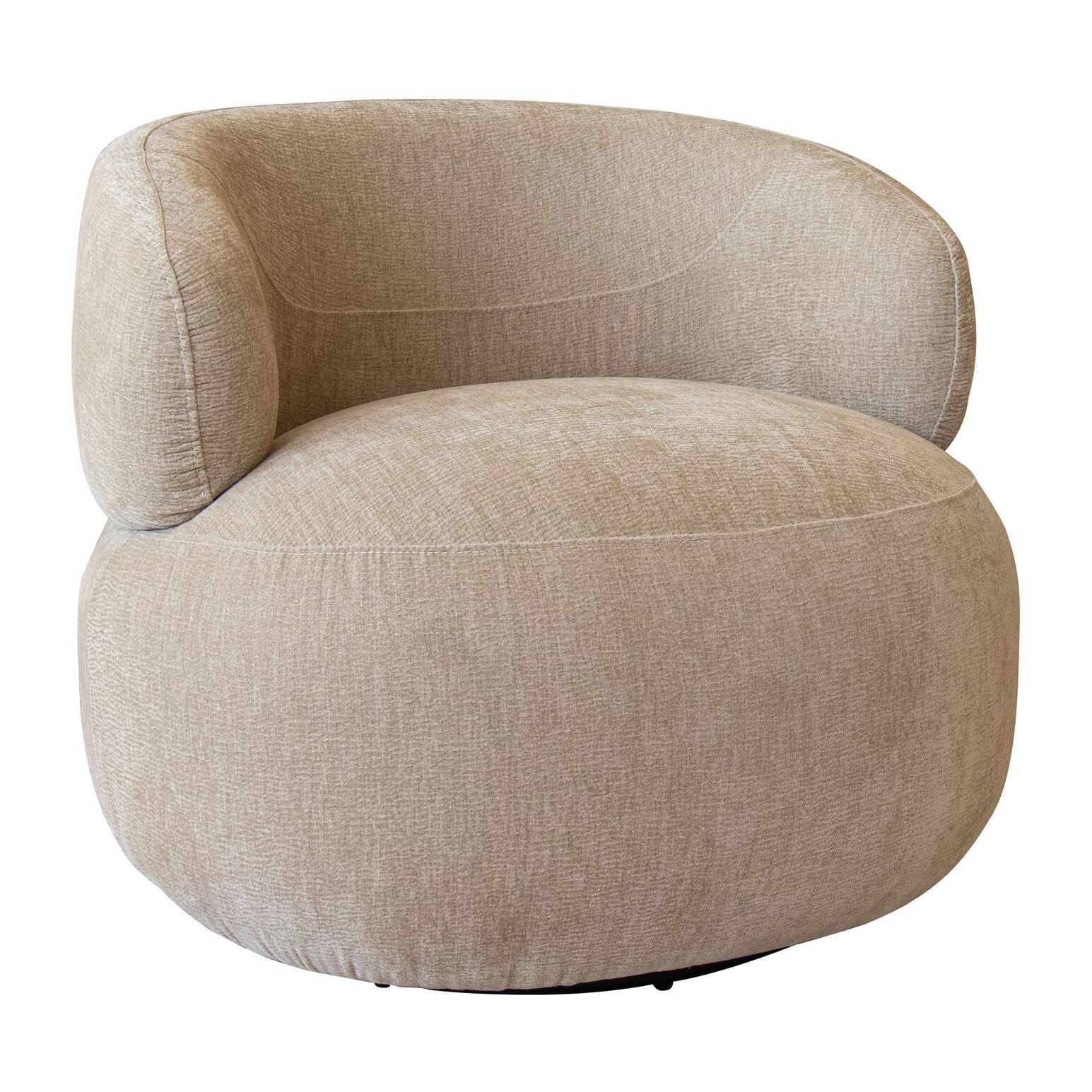 Fauteuil pivotant en velours texturé beige GLOVE