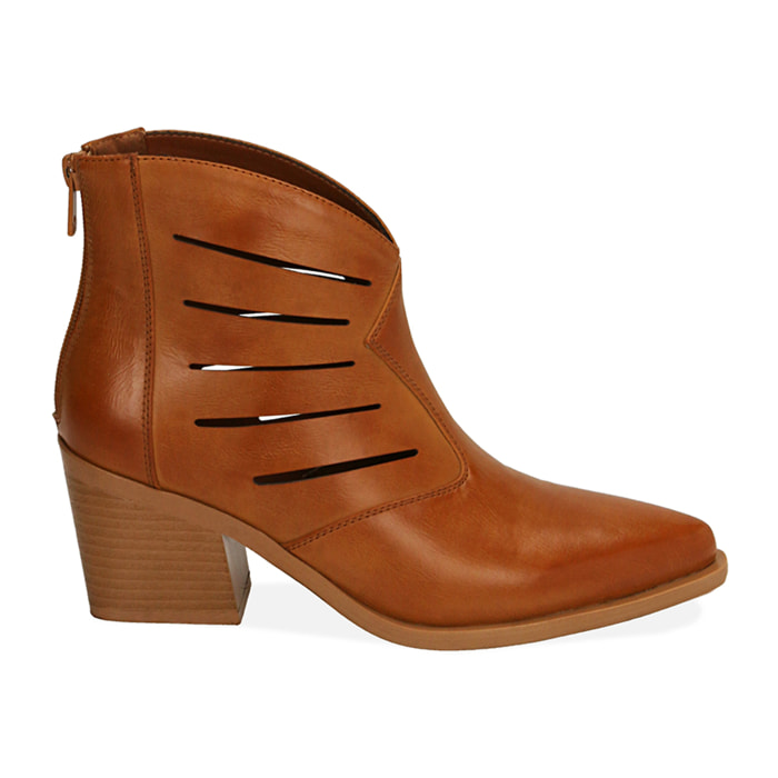 Ankle boots cognac, tacco 6,5 cm