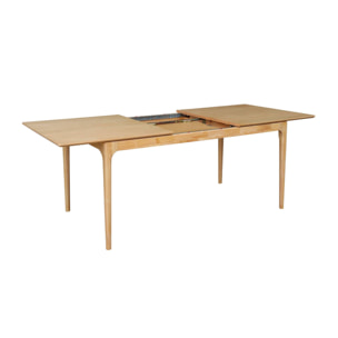 Table à manger rectangulaire extensible bois d'hévéa et placage frêne 6-8 places ELENA