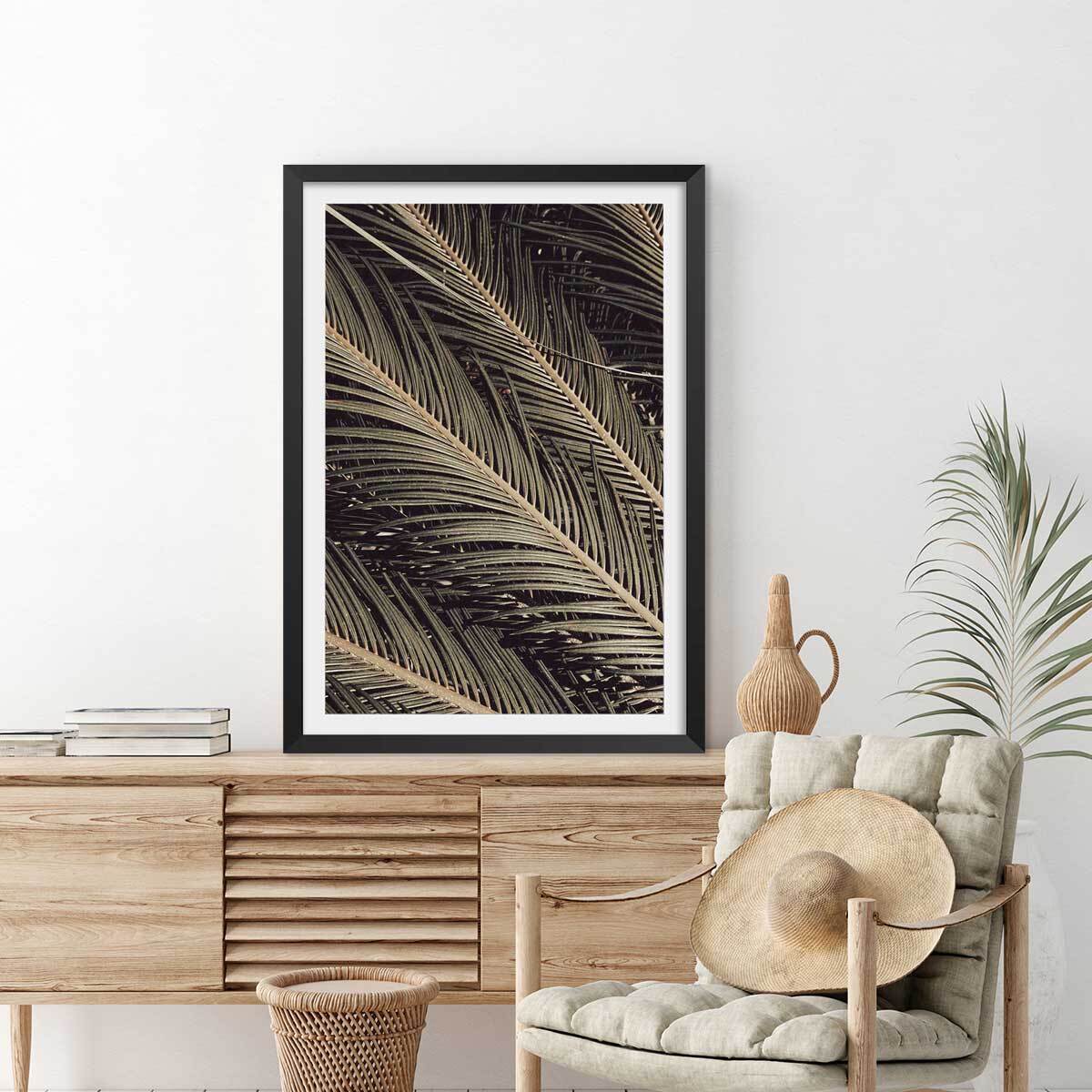 Poster palm island Affiche sous cadre noir